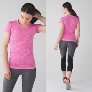 Lululemon Swiftly Tech Short Sleeve Crew Heathered Pink Paradise Size 4